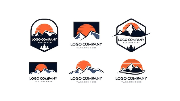 Diverse Mountain Landscape Logo Collection with Vibrant Sunset Imagery ...