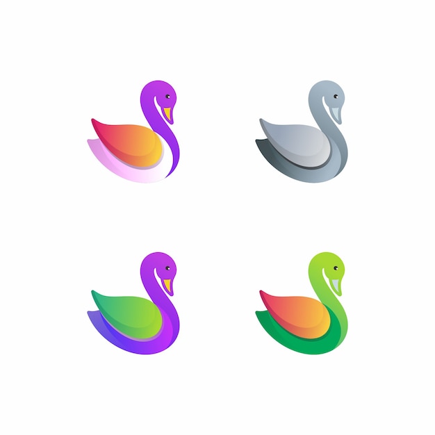 Vibrant Swan Silhouettes in Gradient Color Palette | Jiffy Designs