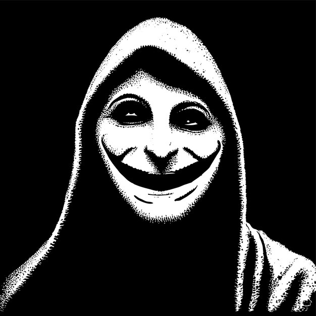 Mysterious Hooded Figure in Striking Black and White | Jiffy Designs