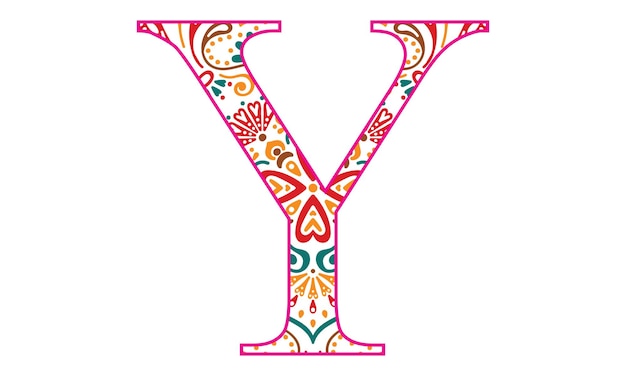 Vibrant Floral Letter Y with Intricate Patterns and Colors | Jiffy Designs