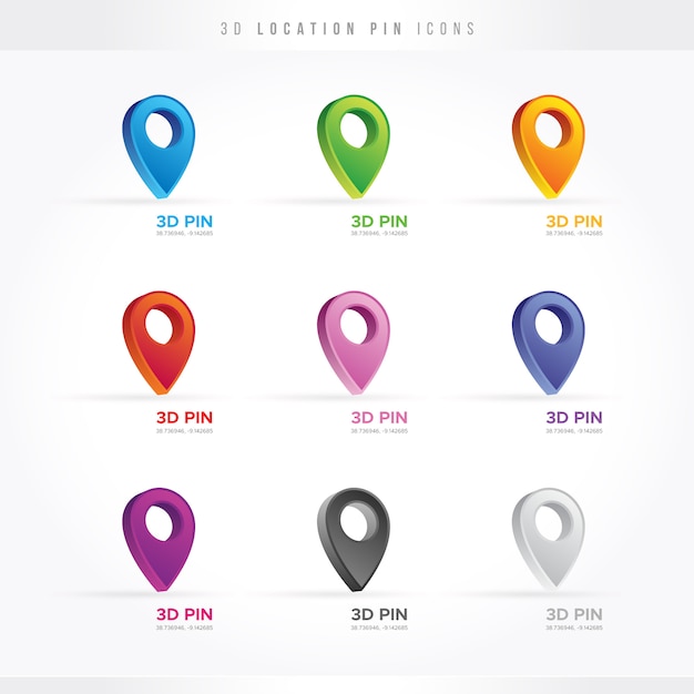 Vibrant Collection of Stylized 3D Location Pin Icons | Jiffy Designs