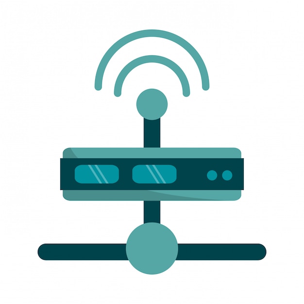 Stylized Teal Wireless Router Icon with Signal Waves Illustration ...