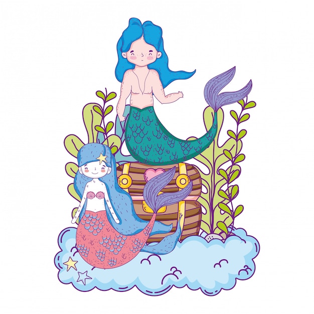 Whimsical Mermaid and Bunny Illustration with Vibrant Colors | Jiffy ...
