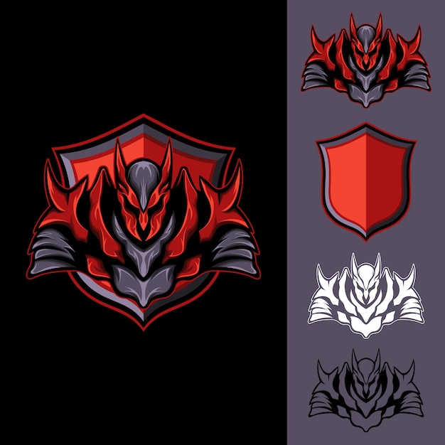 Vibrant Armored Emblem Collection in Striking Red and Black | Jiffy Designs