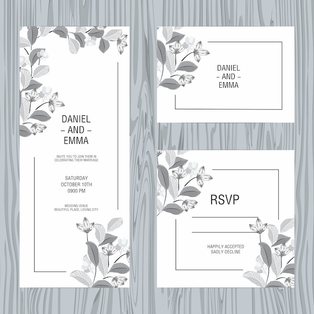 Elegant Floral Invitation Suite with Rustic Wood Backdrop | Jiffy Designs