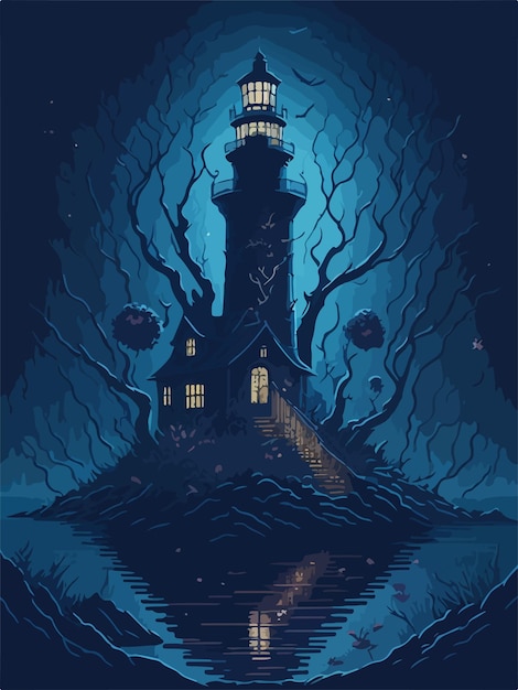 Enchanting Lighthouse Illuminating the Mysterious Nightscape | Jiffy ...