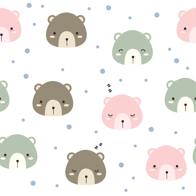 Adorable Teddy Bear Faces Pattern with Polka Dot Background | Jiffy Designs