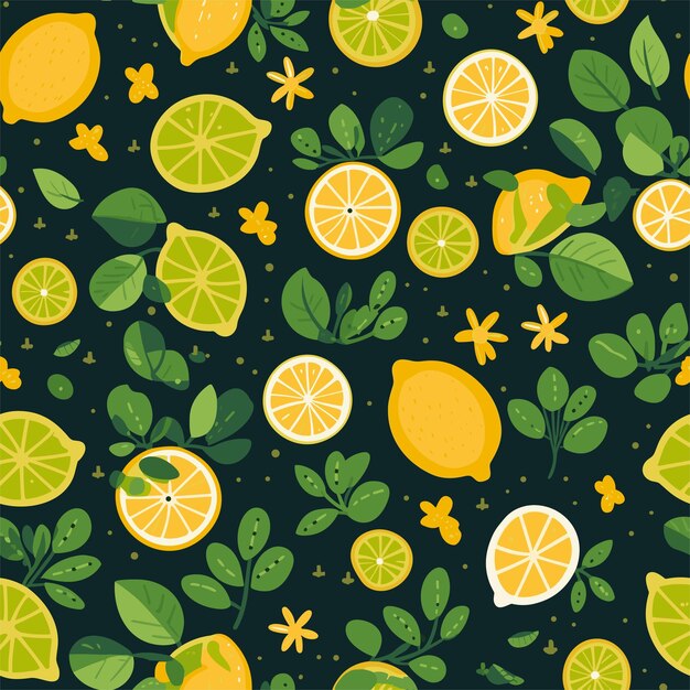 Vibrant Citrus and Foliage Botanical Pattern | Jiffy Designs