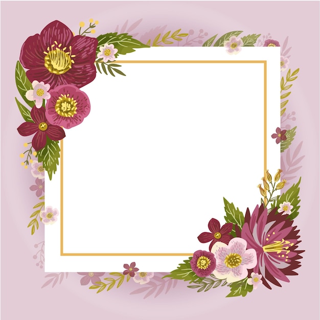 Elegant Floral Frame with Burgundy and Pink Blooms | Jiffy Designs