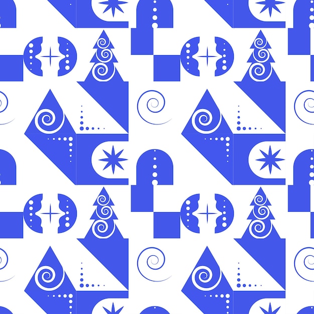 Whimsical Geometric Shapes in Vibrant Blue and White | Jiffy Designs