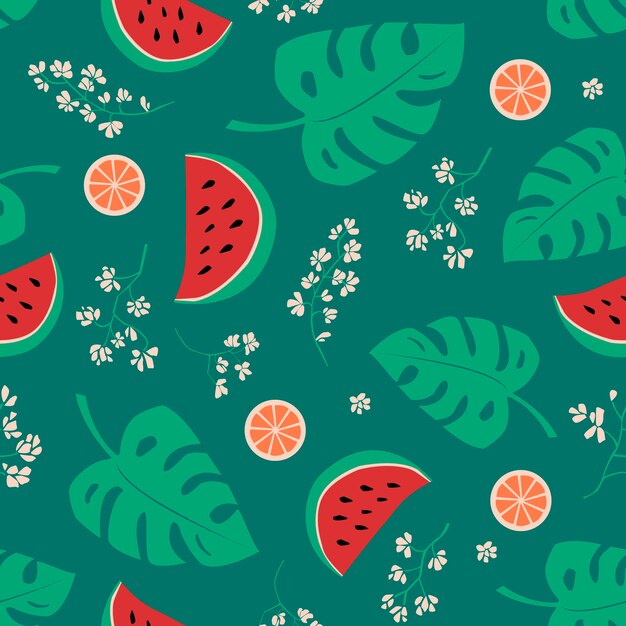 Vibrant Tropical Fruit and Foliage Pattern | Jiffy Designs