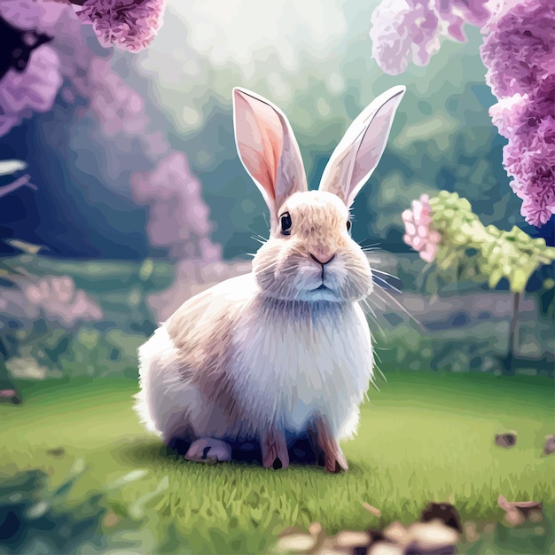 Enchanting Rabbit in a Blossoming Garden | Jiffy Designs