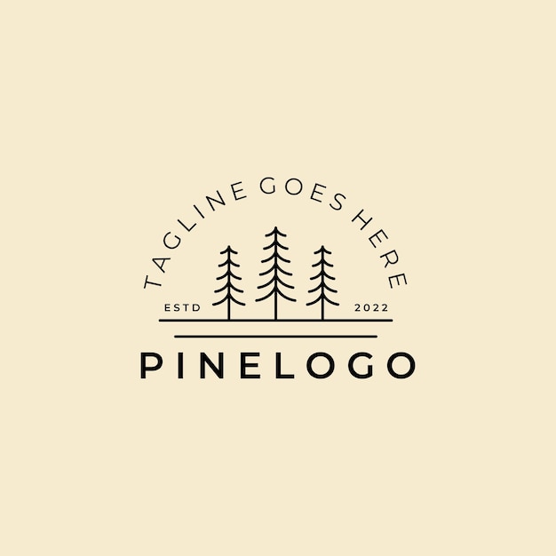 Rustic Pine Tree Logo with Minimalist Typography | Jiffy Designs