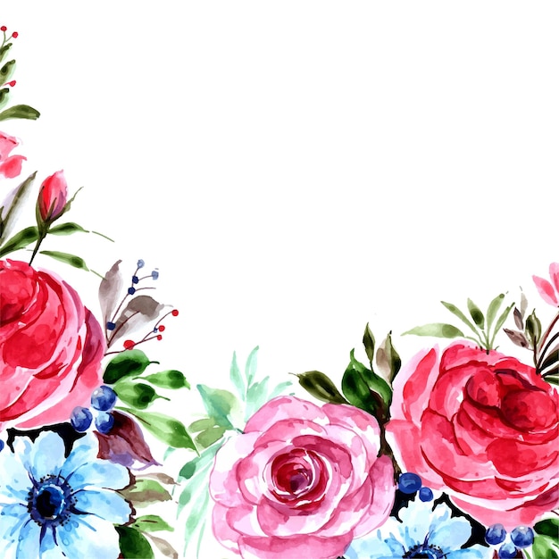 Vibrant Watercolor Floral Border with Roses and Wildflowers | Jiffy Designs