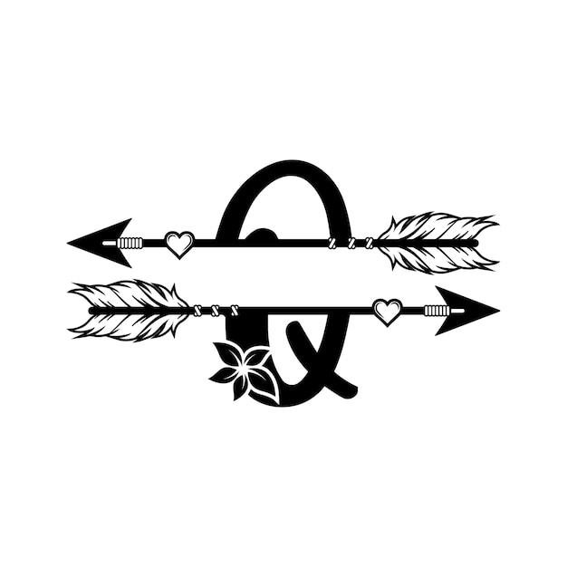 Elegant Monogram with Crossed Arrows and Floral Accents | Jiffy Designs