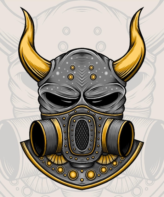 Fearsome Warrior's Metallic Mask with Horns and Goggles | Jiffy Designs