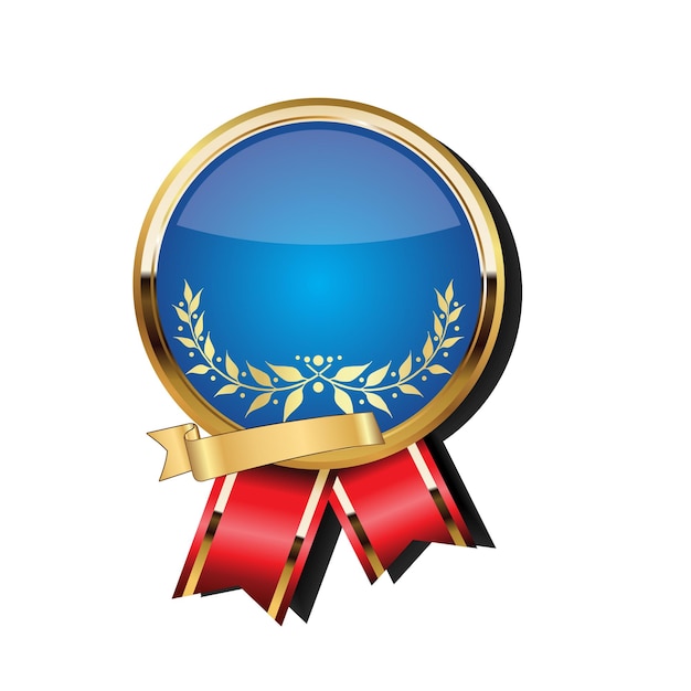 Elegant Golden Emblem with Laurel Wreath and Ribbon | Jiffy Designs