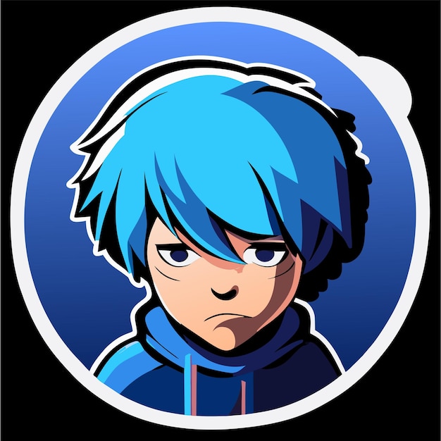 Captivating Anime-Inspired Emblem with Vibrant Blue-Haired Character ...