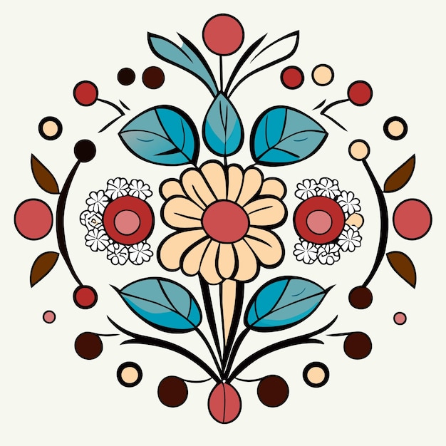 Vibrant Floral Emblem with Geometric Accents | Jiffy Designs