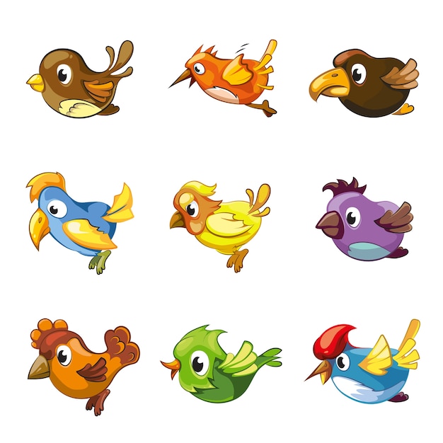 Vibrant Collection of Whimsical Cartoon Birds | Jiffy Designs