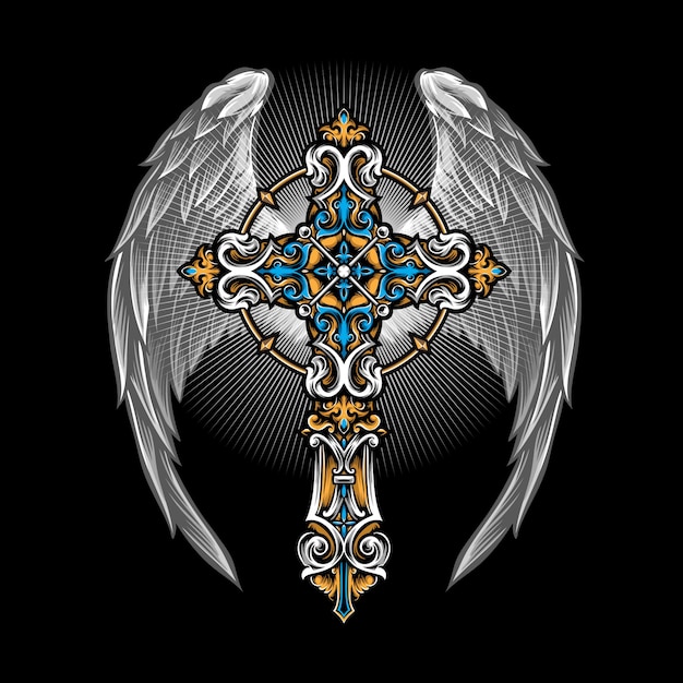 Majestic Angelic Cross with Intricate Ornamental Design | Jiffy Designs