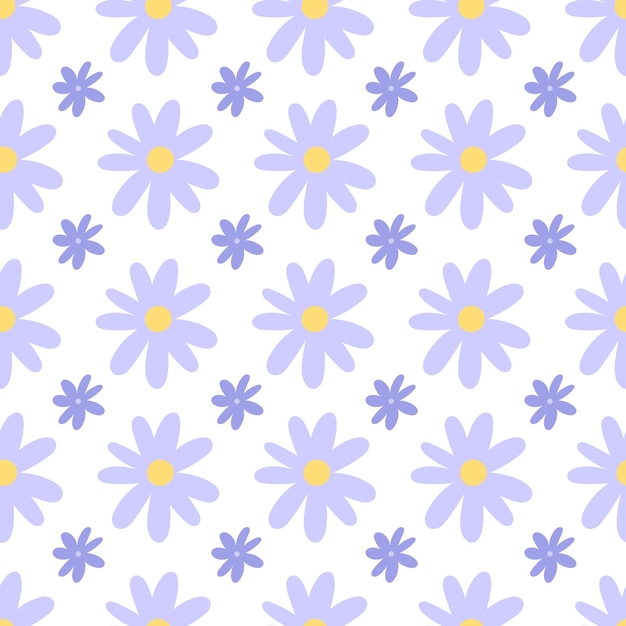 Delicate Purple Daisy Floral Pattern on White Background | Jiffy Designs