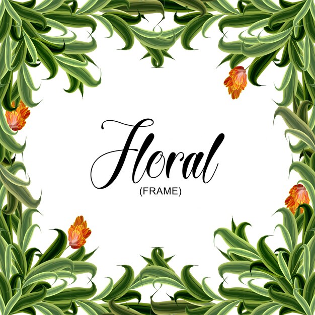 Elegant Floral Frame with Vibrant Leaves and Blooms | Jiffy Designs