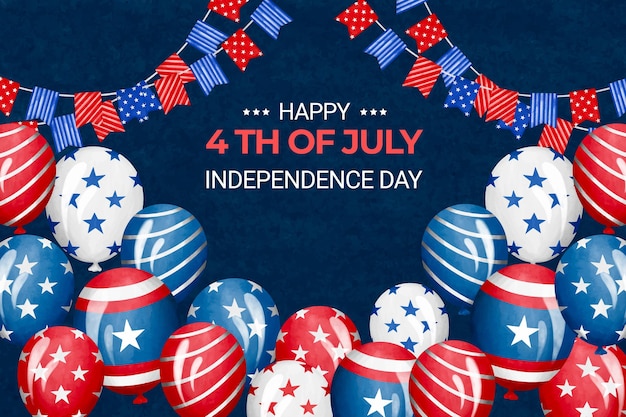 Patriotic Balloons and Bunting Celebrate 4th of July Independence Day ...