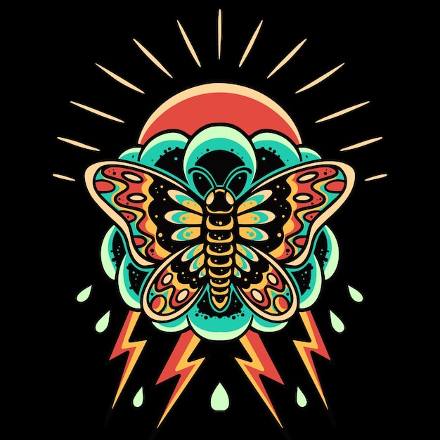 Vibrant Butterfly Emblem with Radiant Sunburst | Jiffy Designs