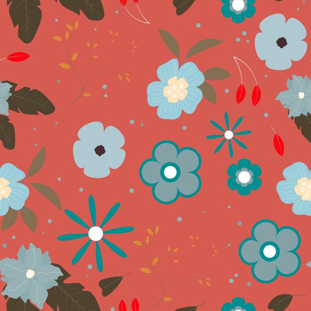 Vibrant Floral Pattern with Striking Blooms and Leaves | Jiffy Designs