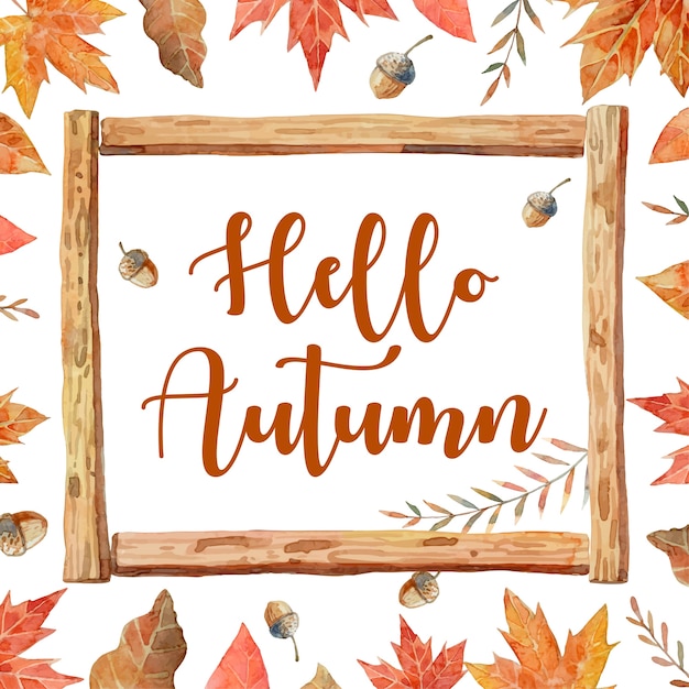 Vibrant Autumn Leaves Framing Handwritten 'Hello Autumn' Message ...