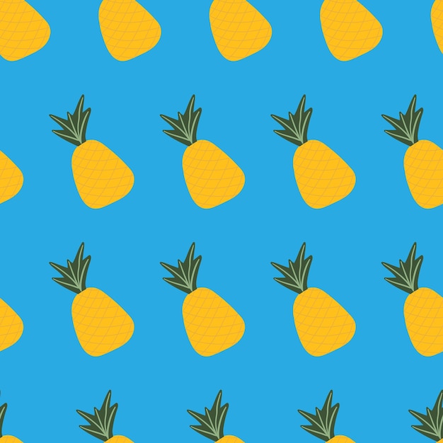 Vibrant Pineapple Pattern on Bright Blue Background | Jiffy Designs