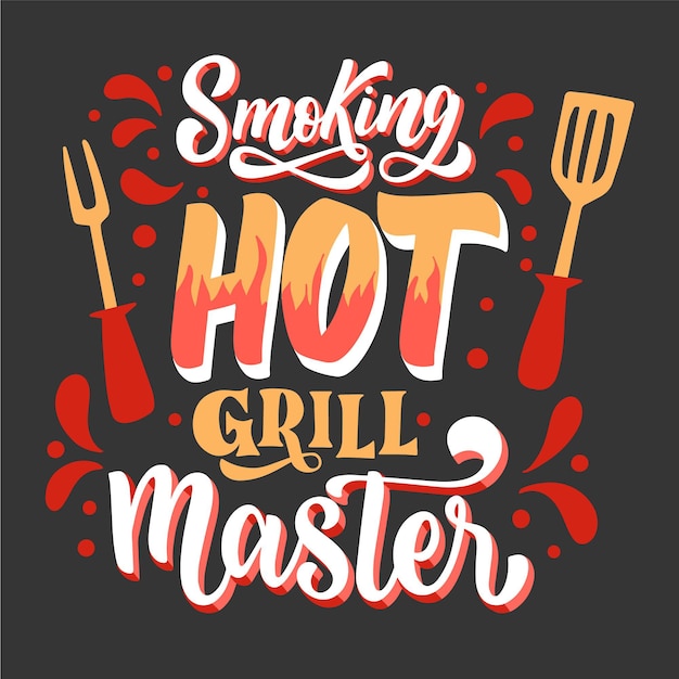 Smoking Hot Grill Master: Vibrant Barbecue Lettering Design | Jiffy Designs