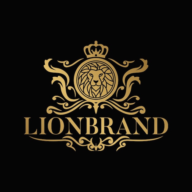 Regal Golden Lion Emblem with Ornate Flourishes | Jiffy Designs