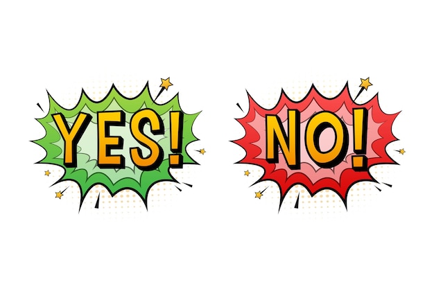 Vibrant 'Yes' and 'No' Comic Book Explosions | Jiffy Designs