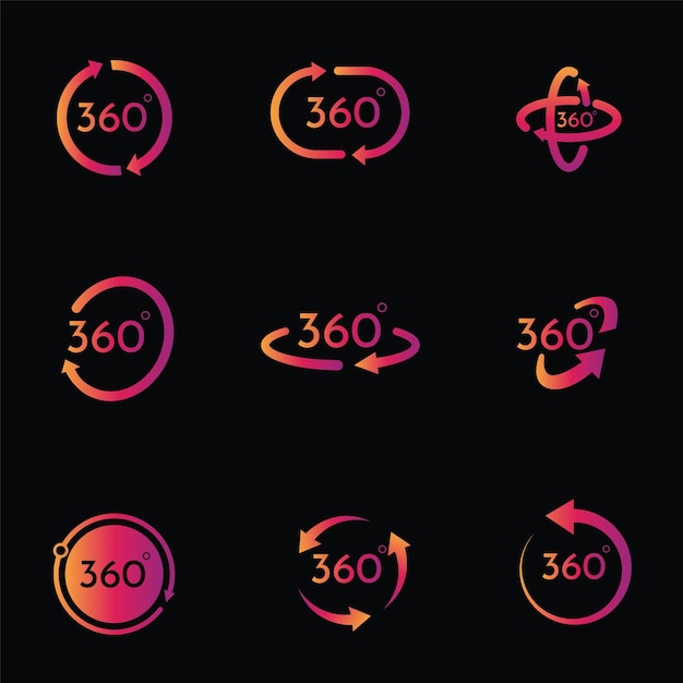 Vibrant 360-degree rotation symbols on dark background | Jiffy Designs