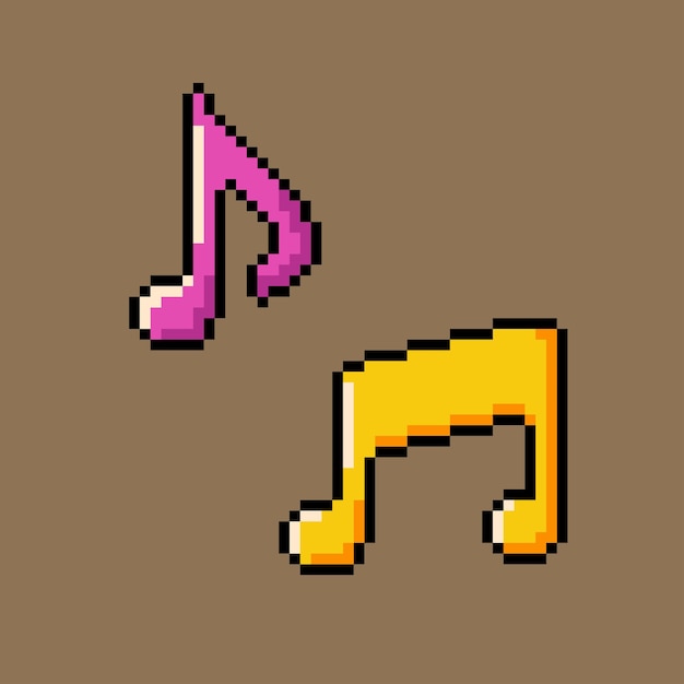Vibrant Pixel Art Musical Notes on Earthy Backdrop | Jiffy Designs