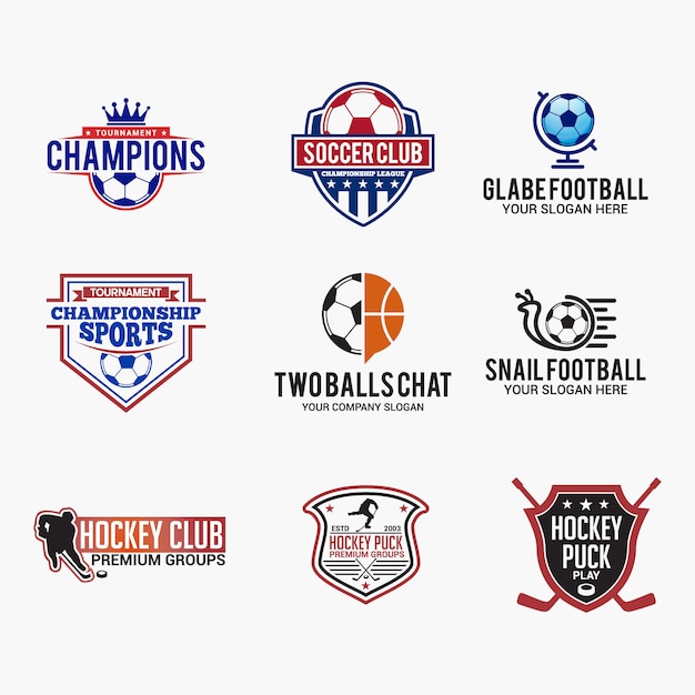 Diverse Sports Emblems and Badges Collection with Vibrant Designs ...