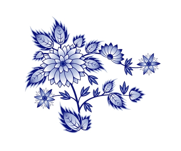 Elegant Blue Floral Bouquet with Intricate Petals and Leaves | Jiffy ...