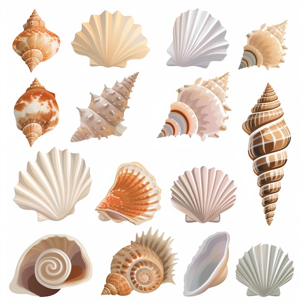 Diverse Collection of Captivating Seashells in Neutral Tones | Jiffy ...