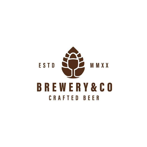 View of Sleek and Sophisticated Brewery Logo with Hop Emblem | Jiffy Designs
