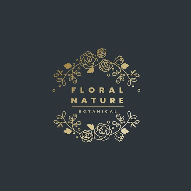 Elegant Golden Floral Frame with 'Floral Nature' Text | Jiffy Designs