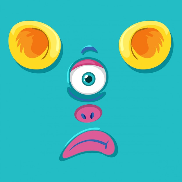 Quirky Cartoon Monster Face with Expressive Features | Jiffy Designs