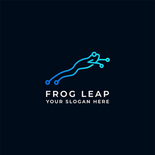 Vibrant Frog Silhouette Leaping with Glowing Tech Accents | Jiffy Designs