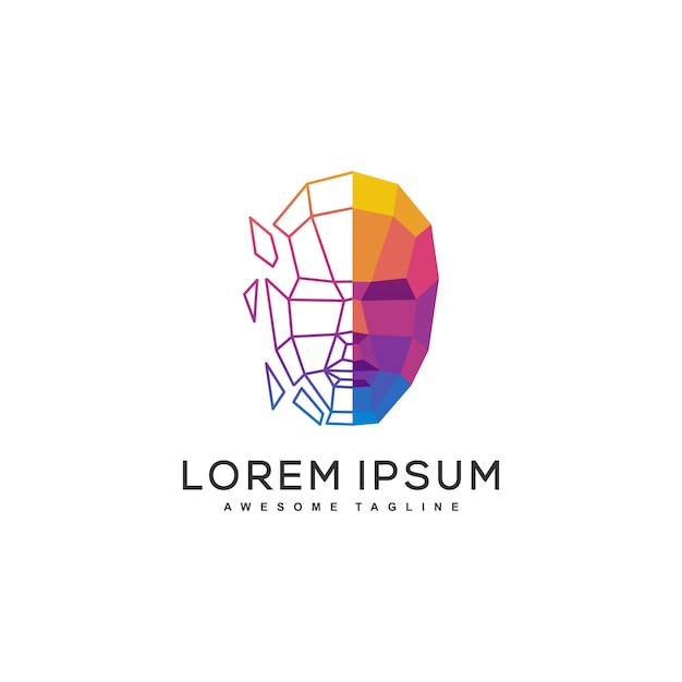 Vibrant Abstract Logo with Geometric Face and Rainbow Colors | Jiffy ...