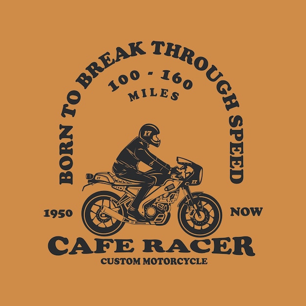 Vintage Cafe Racer Motorcycle Emblem with Retro Rider Design | Jiffy ...