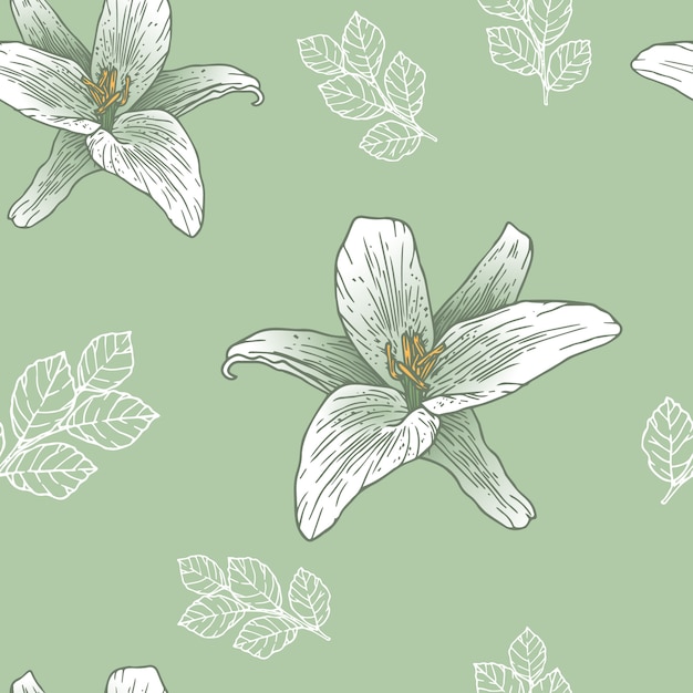Elegant Floral Pattern with Delicate White Lilies | Jiffy Designs