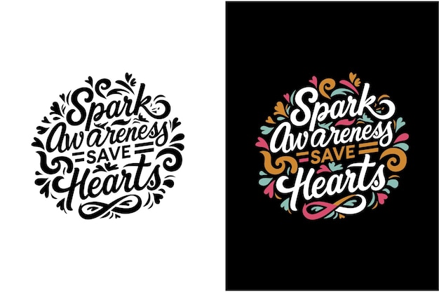 Vibrant Floral Lettering Celebrating Spark Awareness in Hearts | Jiffy ...