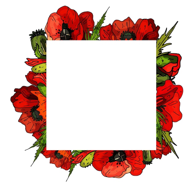 Vibrant Poppy Flower Frame with Blank Space | Jiffy Designs
