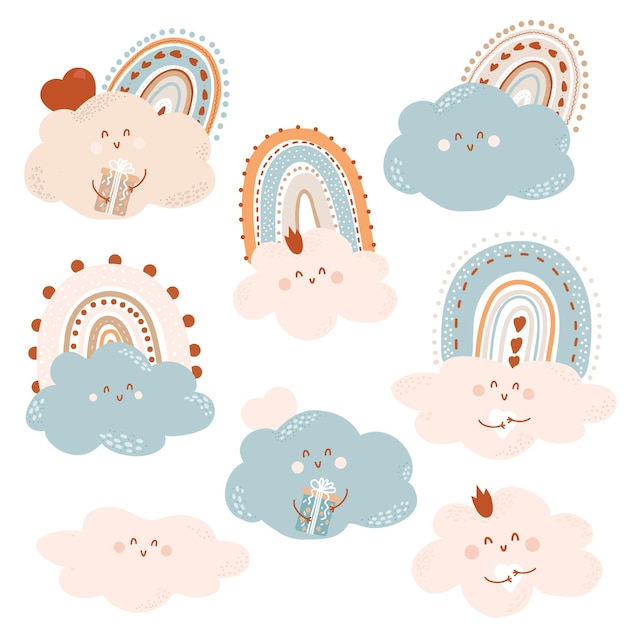 Whimsical Rainbows and Clouds: A Playful Celestial Illustration | Jiffy ...